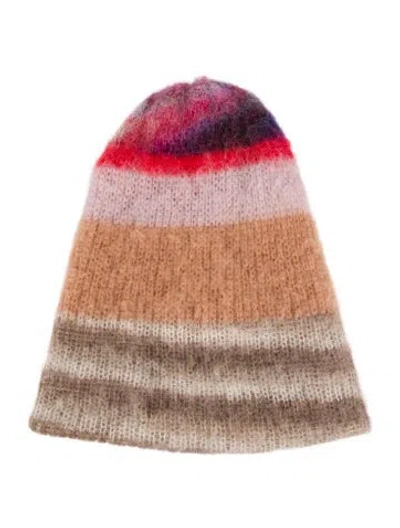 Pre-owned Missoni Mohair Striped Beanie Hat In Neutral