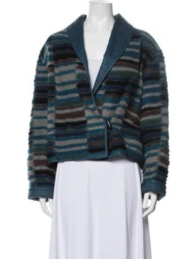 Pre-owned Missoni Mohair Striped Jacket In Blue