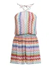 Missoni Mare Metallic Crochet-knit Halterneck Playsuit In Multi