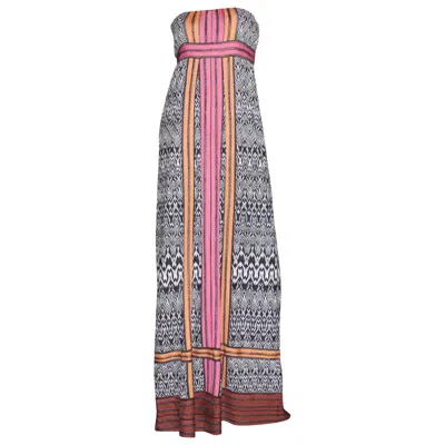 Pre-owned Missoni Monochrome Crochet Knit Maxi Dress Gown Colorblock Trimming 42 In Brown
