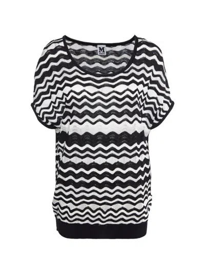 Pre-owned Missoni Monochrome Zigzag-knit Top In Black