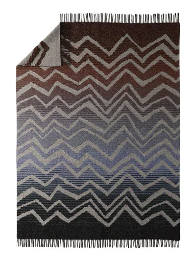 Missoni Moonlight Chevron Wool-blend Throw Blanket In Brown