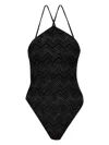 Missoni Zigzag Pattern One Piece Swimsuit In Black  