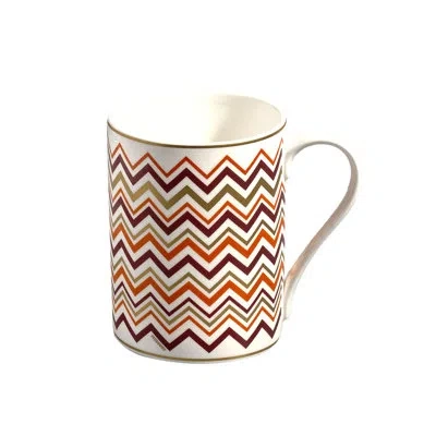 Missoni Mug Cup Iconic In Luxury Box Diam. 3in, H 3.9in, Cap. 12.5 oz In Orange;white;brown