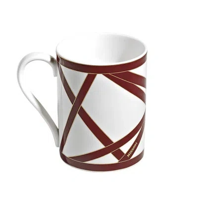Missoni Mug Cup Nastri In Luxury Box Multicolor Diam. 3", H 3.9", Cap. 12.5 oz In Bordeaux