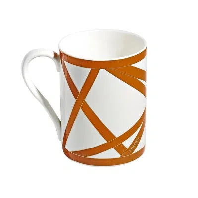 Missoni Mug Cup Nastri In Luxury Box Multicolor Diam. 3", H 3.9", Cap. 12.5 oz In Orange