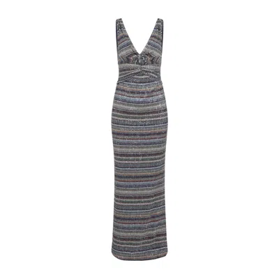 Missoni Multi Blue Red Caperdoni Long Dress In Gray