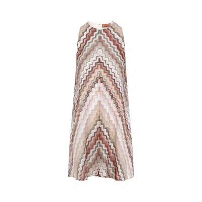 Missoni Multi-brown Crochet Effect Sleeveless Mini Dress