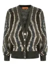 Missoni Womens Brown Tones Stripes Metallic V-neck Knitted Cardigan In Black