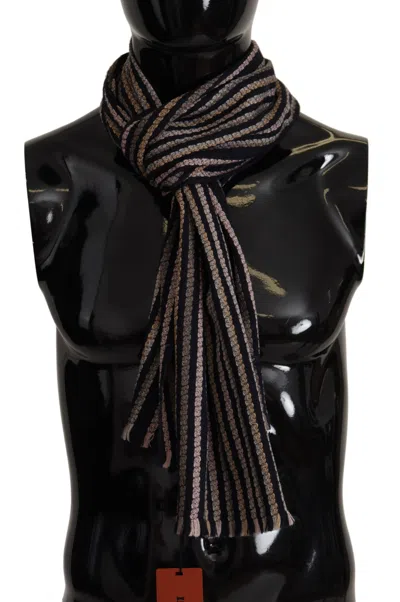 MISSONI MULTI STRIPES WOOL KNIT FRINGE SHAWL MEN'S SCARF