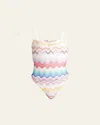 Missoni Multi Zig-zag One-piece Swimsuit In Multicolor White Base