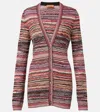 Missoni Metallic Striped V-neck Cardigan In Multiclr Brwn, Blk Red Orange