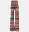Missoni Womens  Striped Metallic-weave Straight-leg Mid-rise Knitted Trousers In Multiclr Brwn, Blk Red Orange