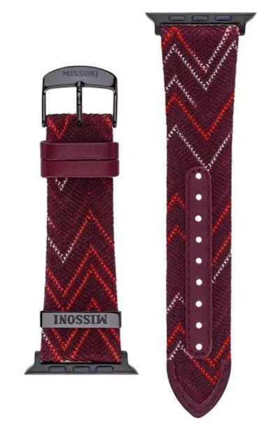 Missoni Multicolor Authentic Zigzag 24mm Textile Apple Watch® Watchband In Burgundy Multi