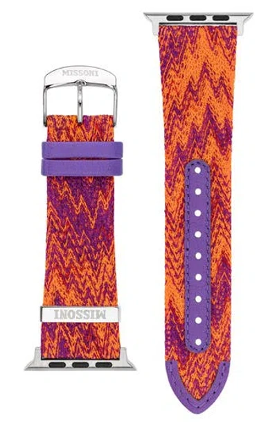 Missoni Multicolor Authentic Zigzag 24mm Textile Apple Watch® Watchband In Pink Multi