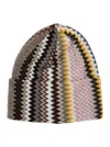 Missoni Multicolor Beanie With Zigzag Motif In Wool Blend Woman In Multi
