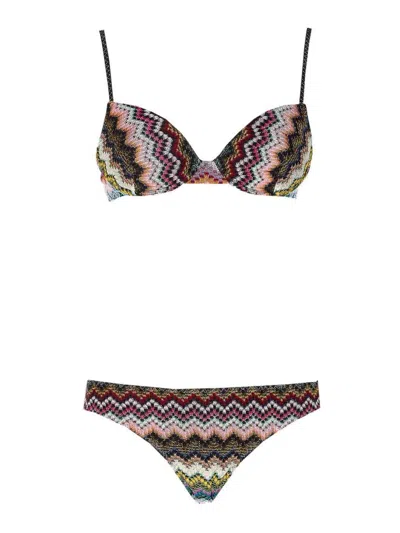 Missoni Multicolor Bikini With Laces Closure In Brown