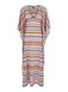 Missoni Long Caftan Cover-up With Micro Pixel-effect Zigzag Pattern In Multi