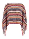 Missoni Multicolor Cape With Boat Neckline And All-over Zig-zag Motif In Multicolor