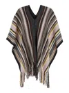 Missoni Multicolor Cape With V Neck And All-over Zigzag Motif In Wool Blend Woman In Multi