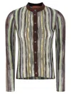 Missoni Striped Pattern Knitwear Cardigan With Ribbed Cuffs In Multicolor