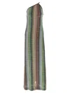 Missoni Womens Green Red And Sky Tones Striped One-shoulder-strap Knitted Maxi Dress In Multicolor