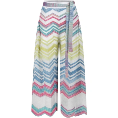 Missoni Kids' Multicolor Casual Trousers For Girl With Chevron Pattern