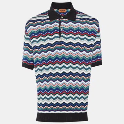 Pre-owned Missoni Multicolor Chevron Knit Polo T-shirt M