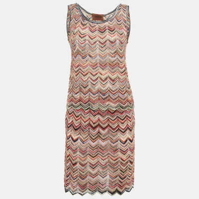 Pre-owned Missoni Multicolor Chevron Knit Top And Skirt M