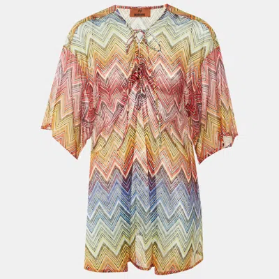 Pre-owned Missoni Multicolor Chevron Pattern Knit Cover Up Tunic M