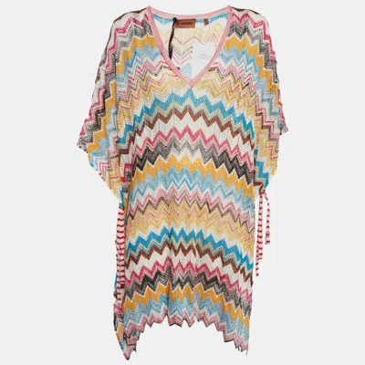 Pre-owned Missoni Multicolor Chevron Raschel Knit Kaftan Cover Up S