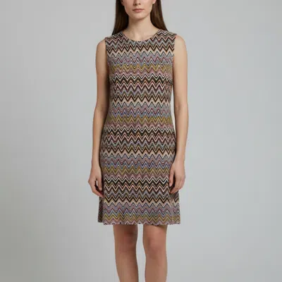 Pre-owned Missoni Multicolor Chevron Raschel Knit Mini Dress M