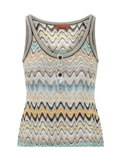 Missoni Tank Top In Multicolor Beige On Light Base