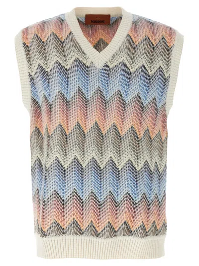 MISSONI MEN MULTICOLOR CHEVRON VEST, M LUXURY SWEATERS & KNITWEAR FOR MEN DARVEYS