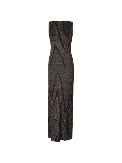 Missoni Multicolor Crew Neck Maxi Dress In Gray