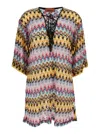 Missoni Multicolor Dress With Zig Zag Motif And Laces On The Front In Multicolor