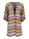 Missoni Multicolor Dress With Zig Zag Motif And Laces On The Front In Cotton Woman In Black