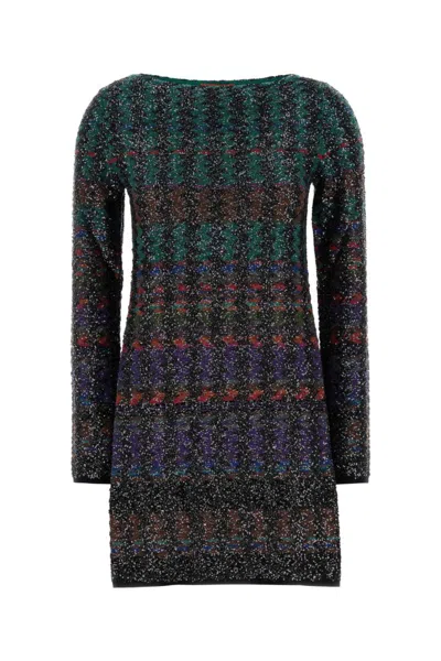 Missoni Embroidered Knit Mini Dress In Multi