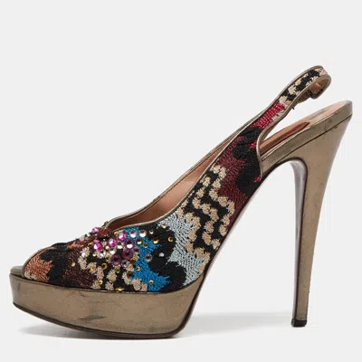Missoni Multicolor Fabric Embellished Slingabck Pumps