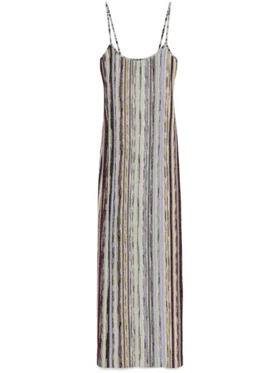 Missoni Multicolor Fit Long Dress In Verde E Bianco