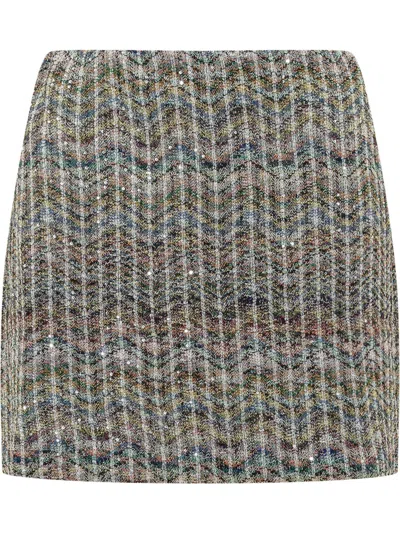 Missoni Multicolor Geometric Above Knee Skirt In Animal Print