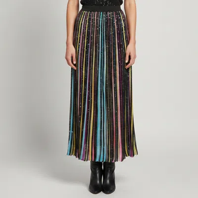Pre-owned Missoni Multicolor Knit Embellished Slit Maxi Skirt M