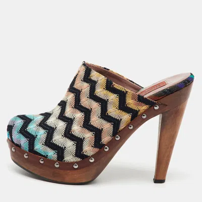 Missoni Multicolor Knit Fabric Platform Clogs
