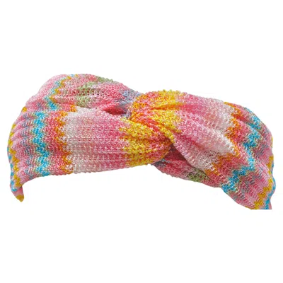 Pre-owned Missoni Multi-color Knit Knotted Headband In Brown