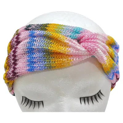 Pre-owned Missoni Multi-color Knit Knotted Headband In Sand