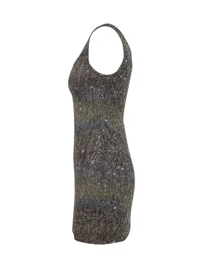 Missoni Multicolor Knit Mini Short Dress In Multic Brown/blue/yellow