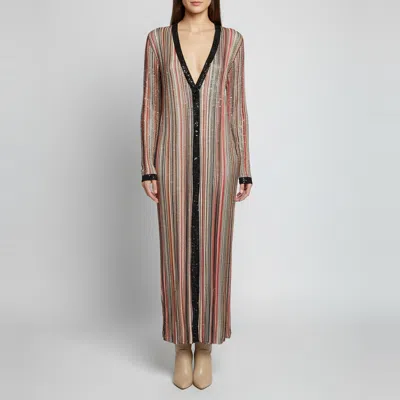 Pre-owned Missoni Multicolor Knit Sequin Embellished Long Cardigan M