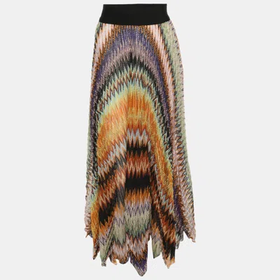 Pre-owned Missoni Multicolor Knit Zigzag Print Maxi Skirt S