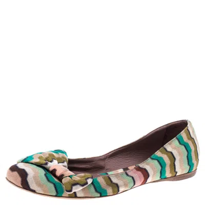 Missoni Multicolor Knitted Fabric Bow Ballet Flats