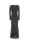 Missoni Long Double Layer Boat Neck Dress Dresses Multicolor In Black